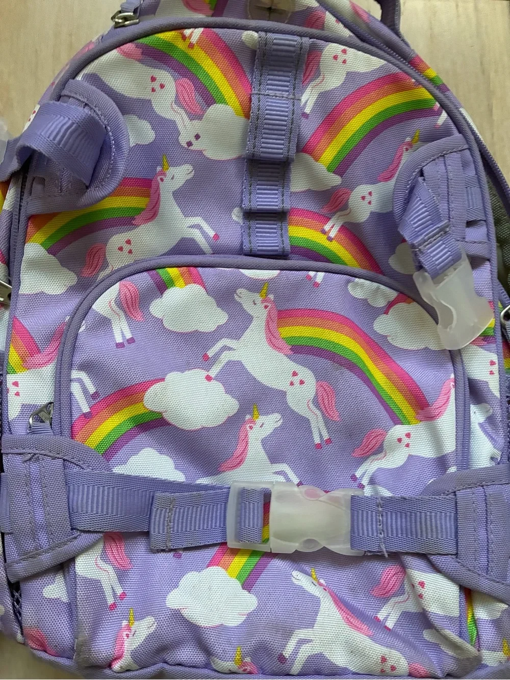 Pottery Barn Purple Unicorn Kids Backpack with Rainbows - GUC